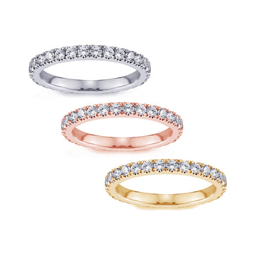 0.70 CT Pave Set Diamond Eternity Wedding Band in 14k White/Yellow/Rose Gold